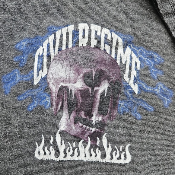 Civil Regime T-Shirt Roses from Concrete Blooming Through Chaos Skull Halloween - Picture 1 of 7